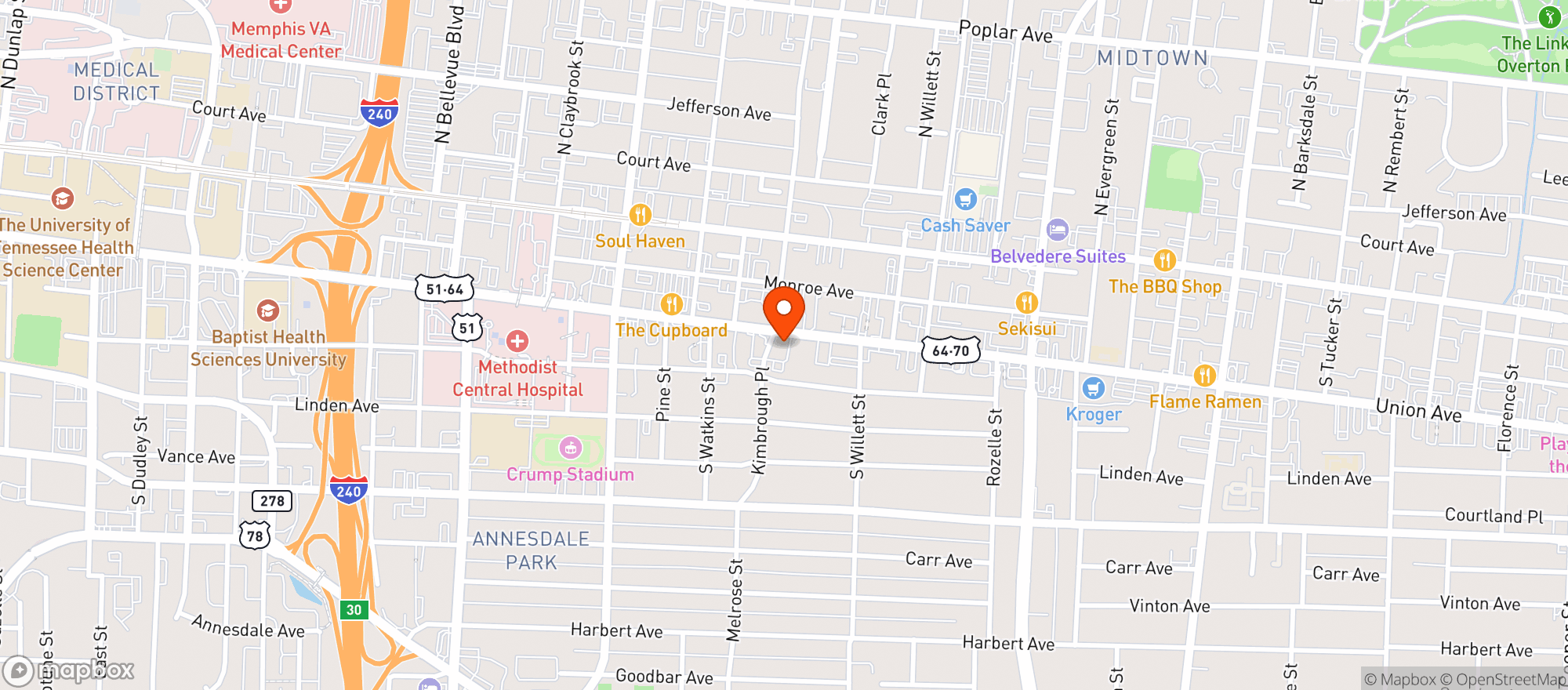 Map showing Kimbrough Fine Wine & Spirits