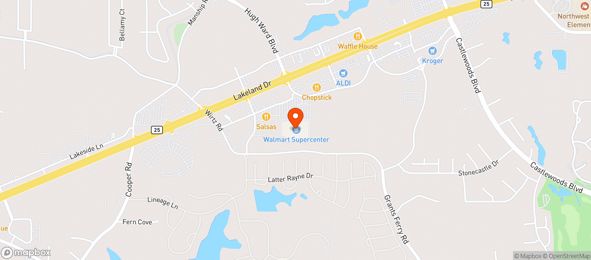 Map showing Walmart Supercenter