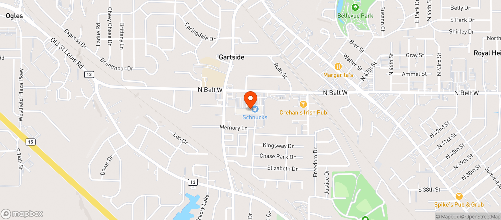 Map showing Schnucks #115