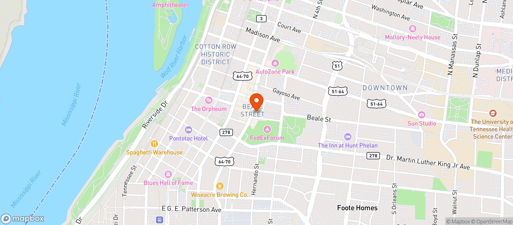 Map showing Alfred's On Beale