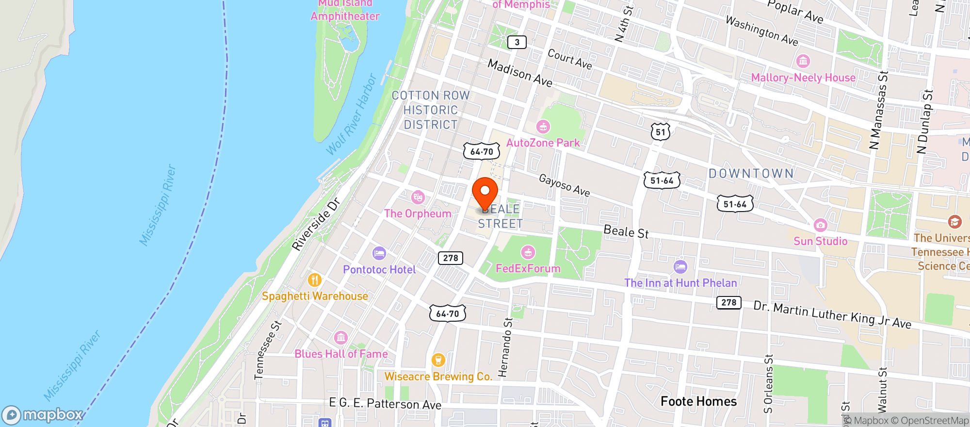 Map showing Bb Kings Blues Club