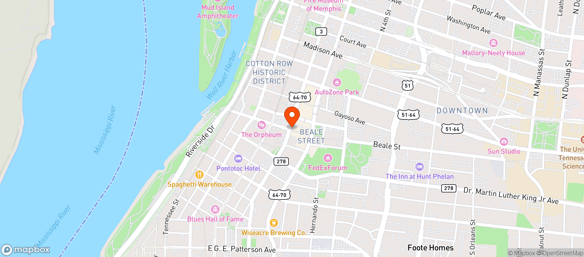 Map showing Blues City Cafe