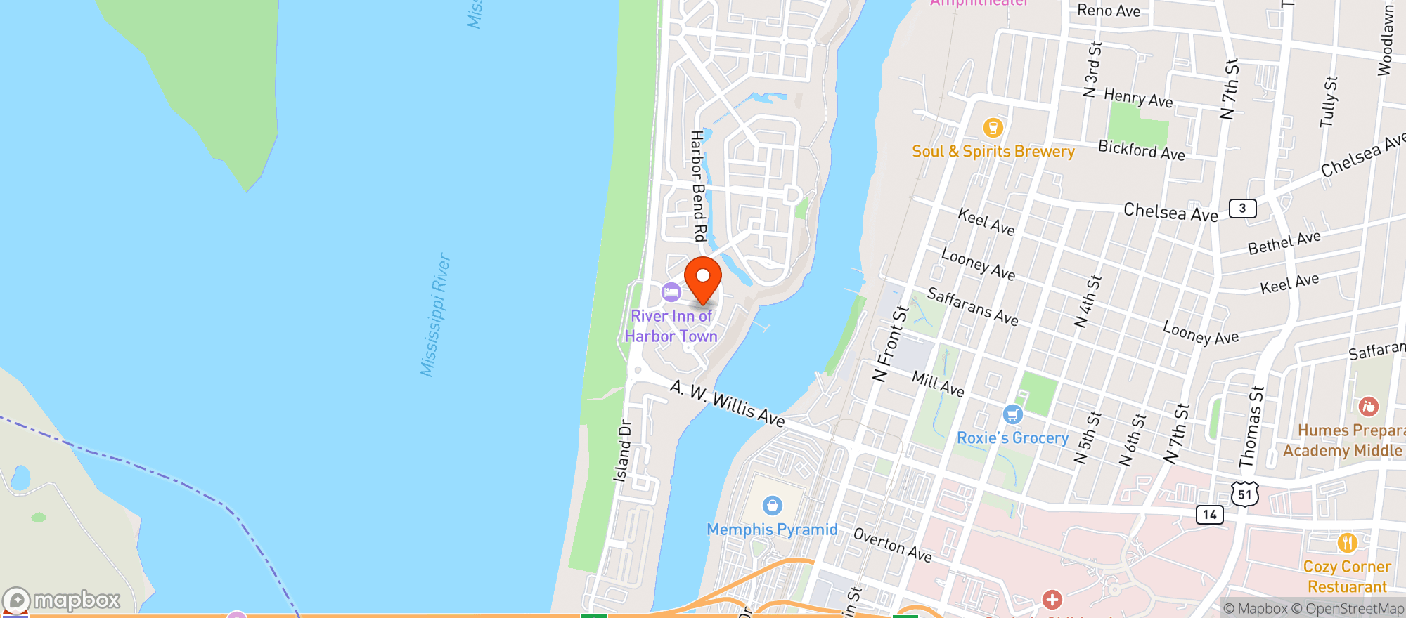 Map showing J Woods Sports Bar