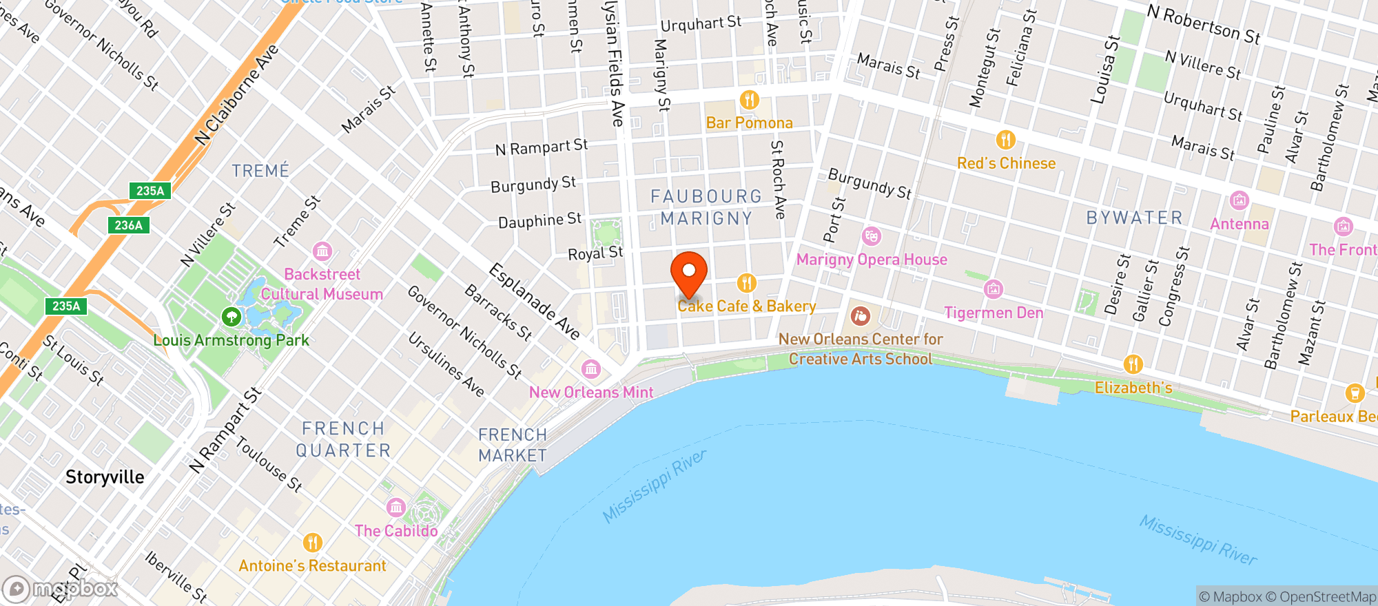 Map showing Grande Krewe