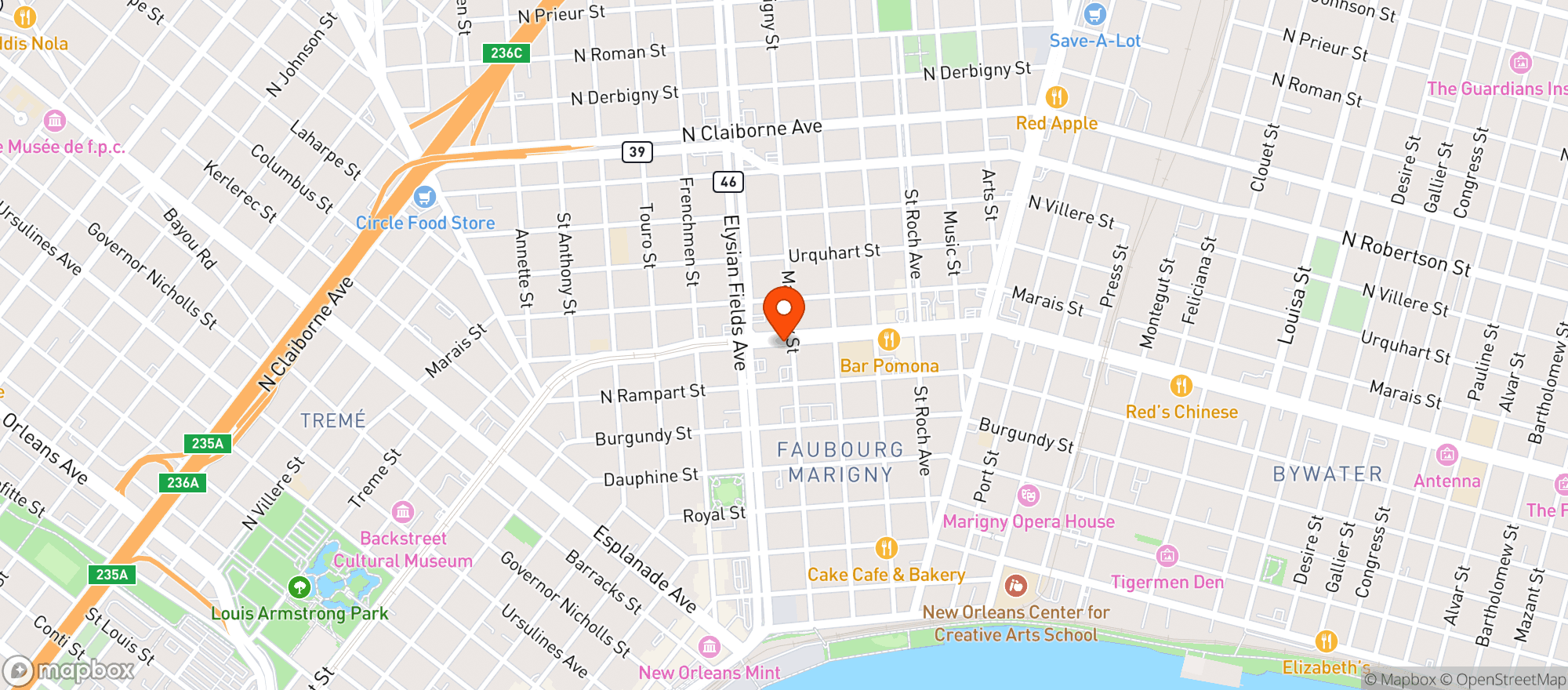 Map showing Carnaval Lounge
