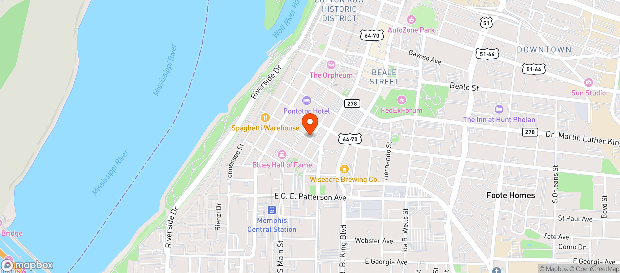 Map showing Slider Inn Downtown