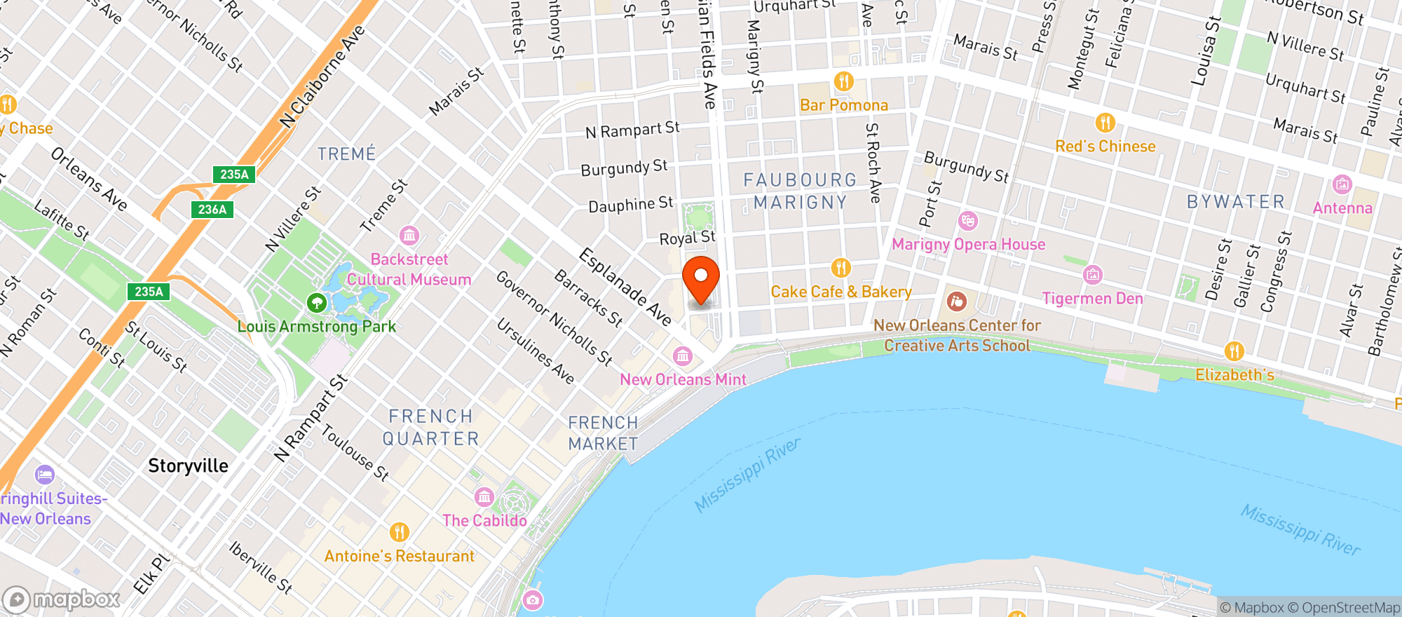 Map showing Brieux Carre Brewing Company