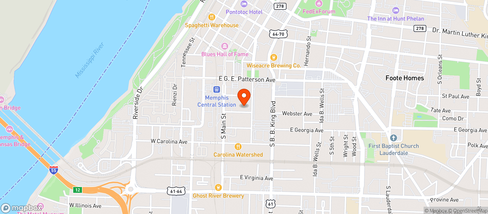 Map showing South Point Grocery