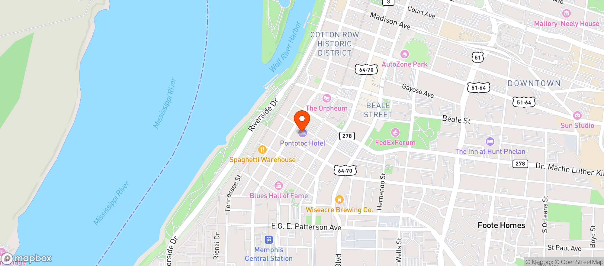 Map showing The Dame Hotel Pontotoc