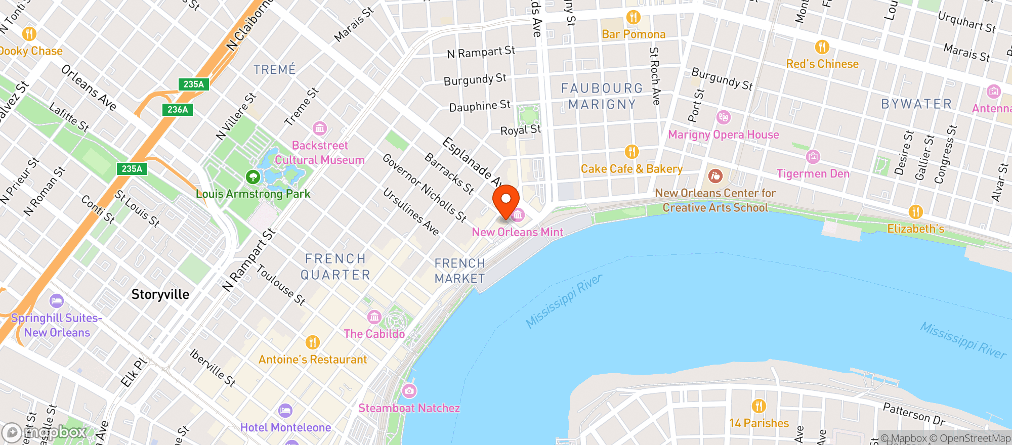 Map showing Louisiana Pizza Kitchen