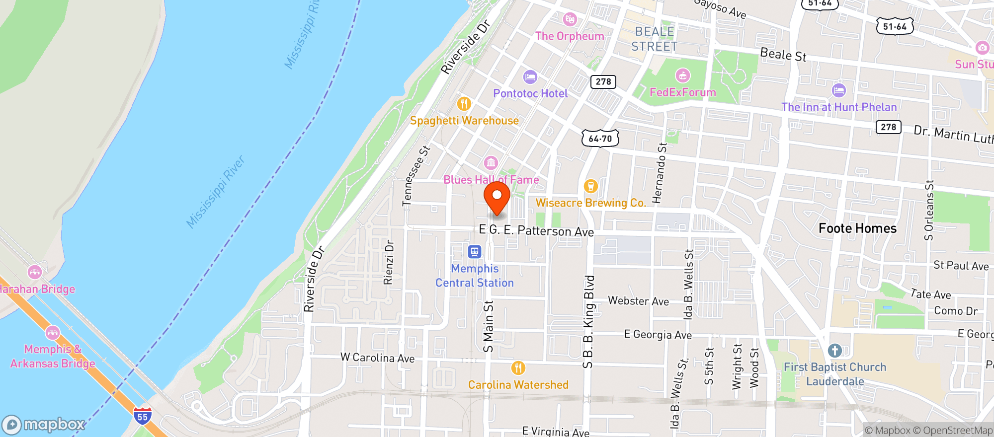 Map showing South Main Sushi
