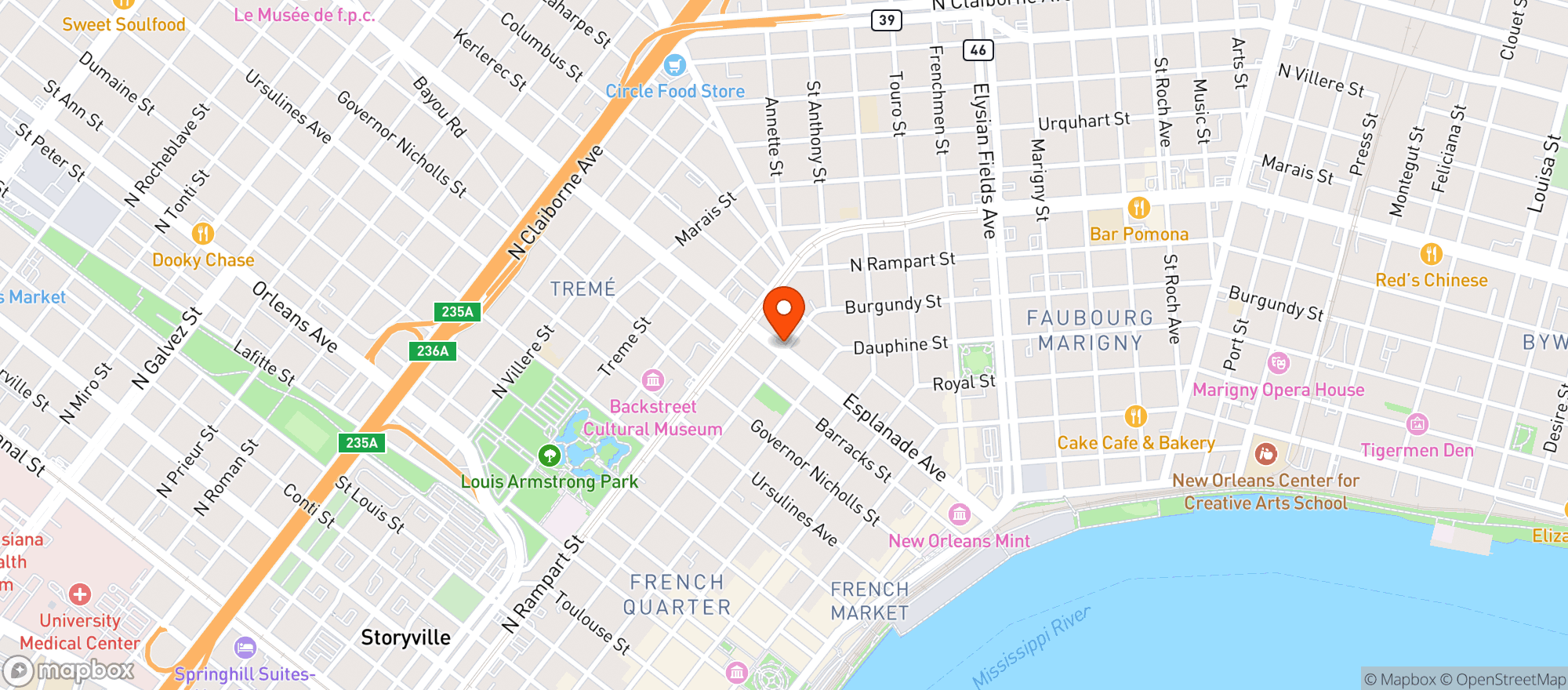 Map showing Buffa's Bar & Lounge