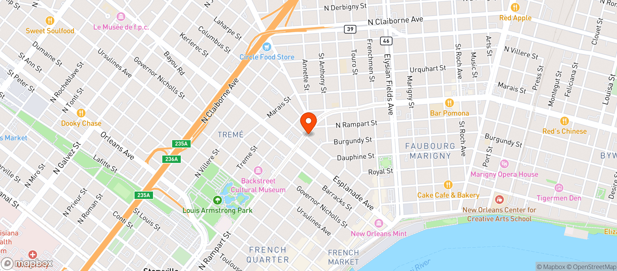Map showing Rampart Food Store