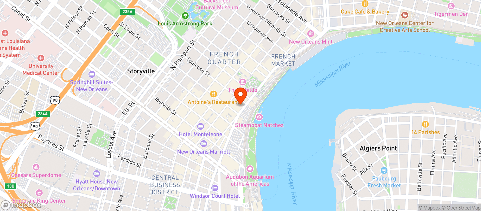 Map showing Crescent City Brewhouse