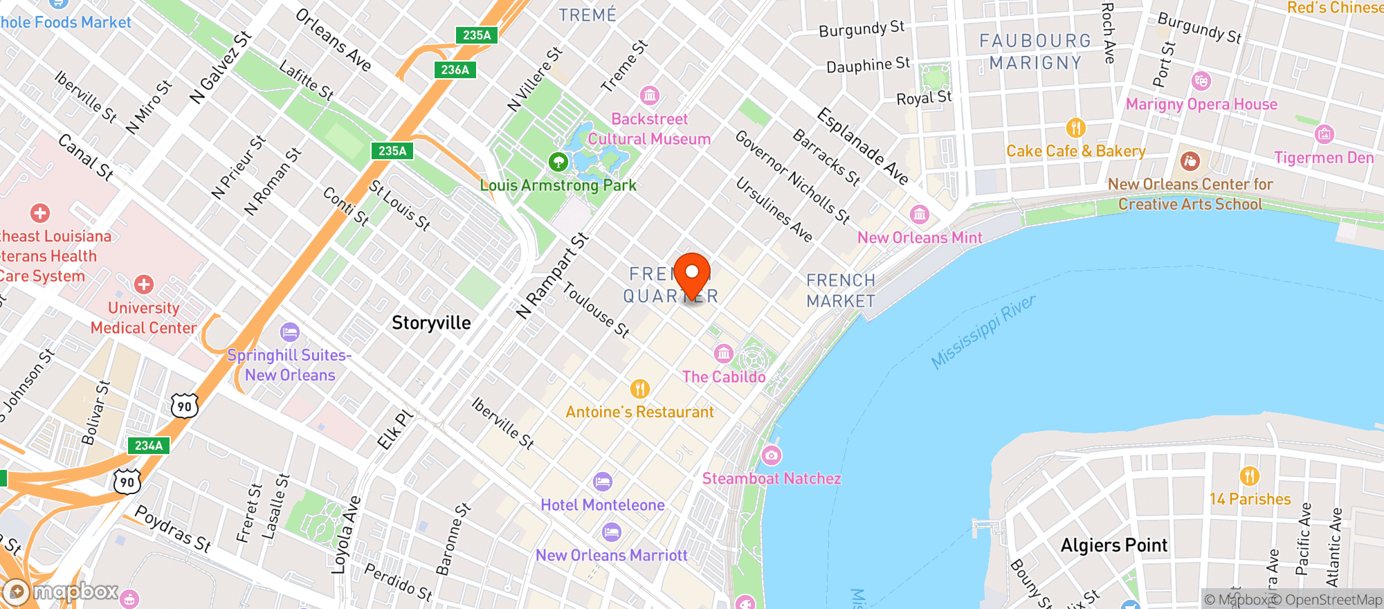 Map showing Bourbon Orleans Hotel #6155