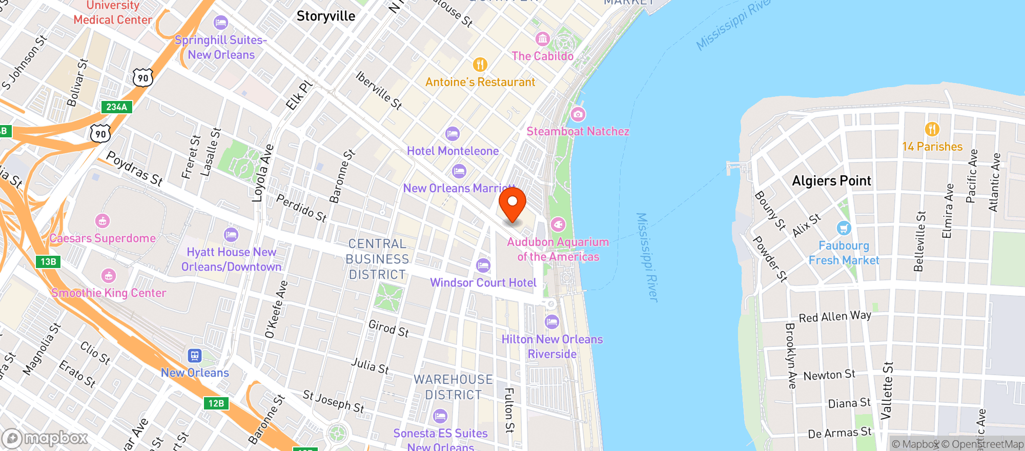 Map showing Theatres At Canal Place #1460