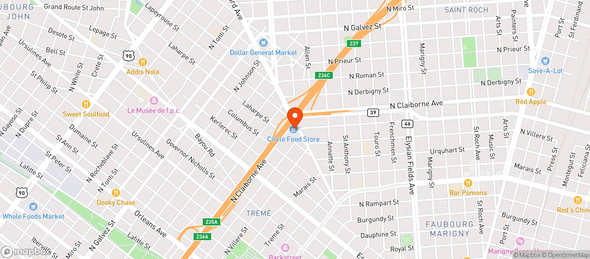 Map showing Circle Food Store