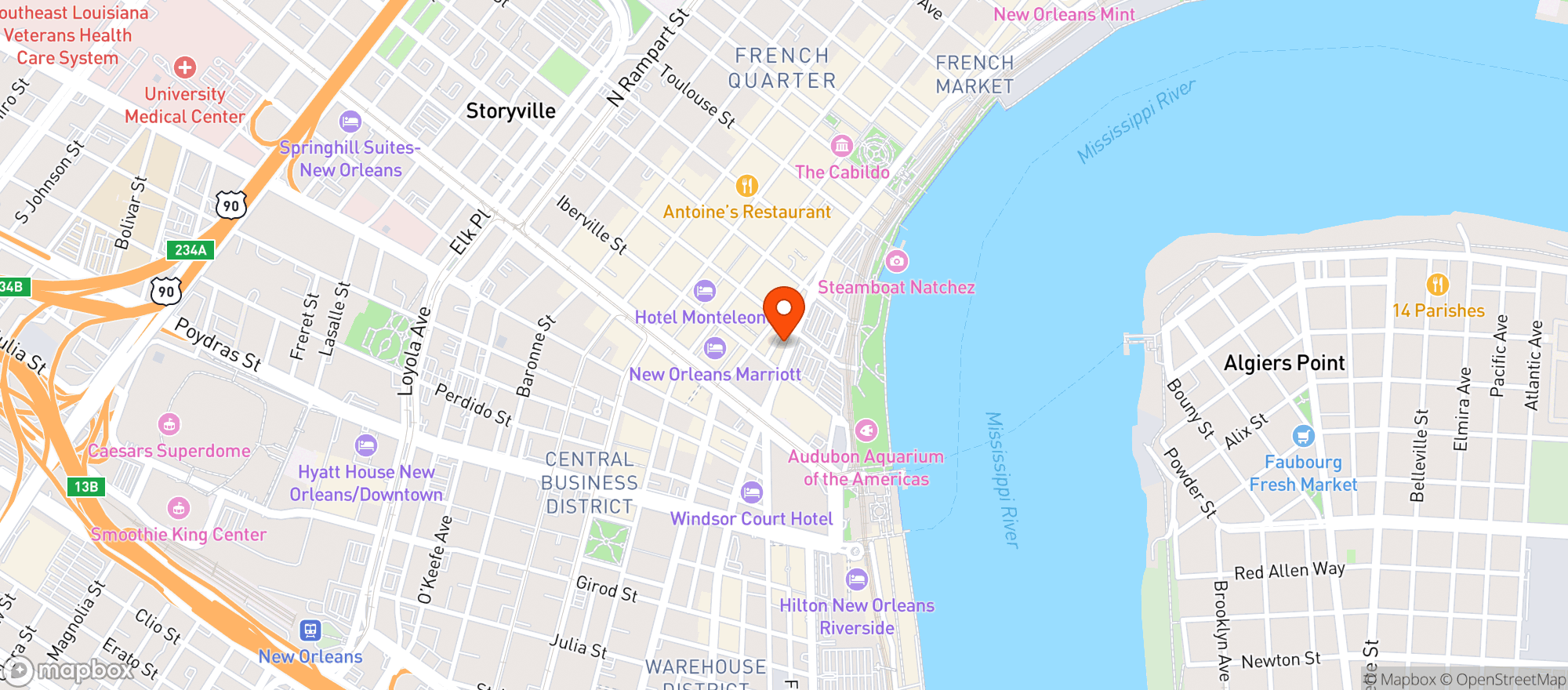 Map showing Coyote Ugly Saloon