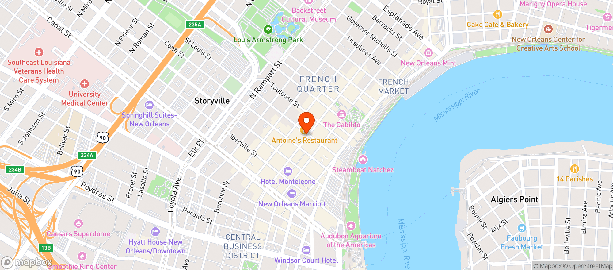 Map showing Royal House Oyster Bar