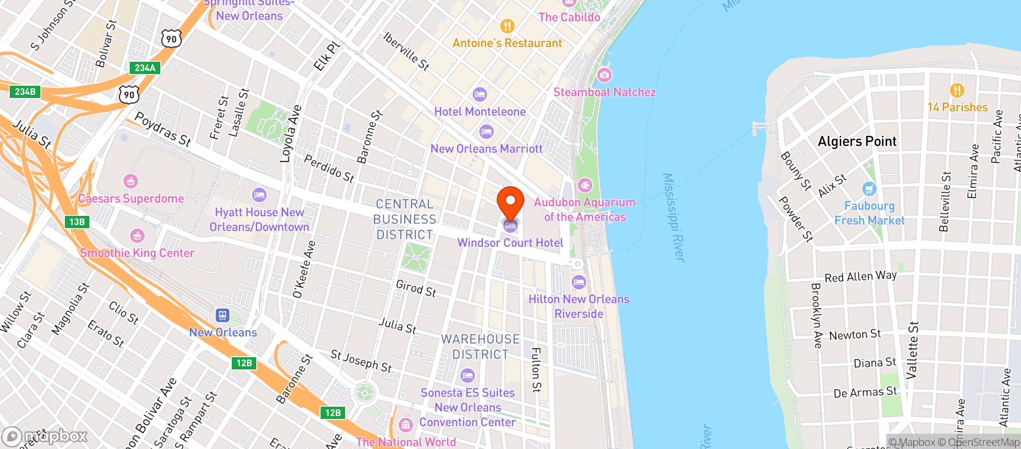 Map showing The Windsor Court