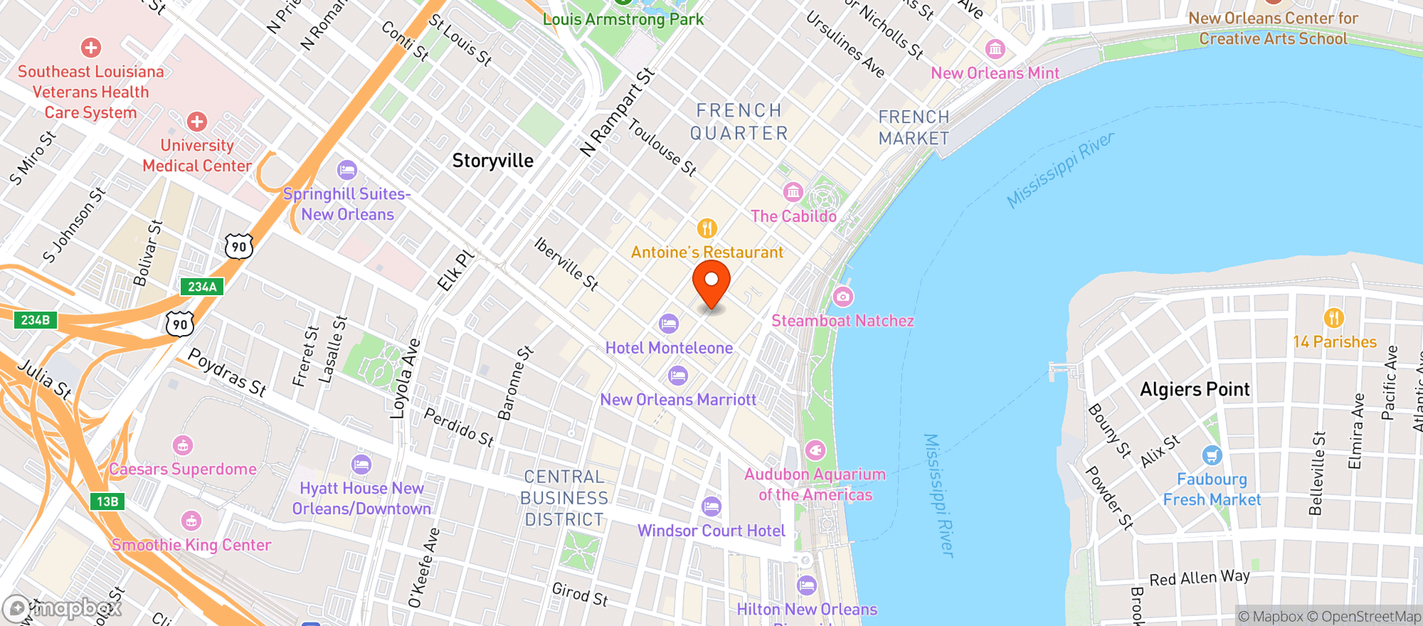 Map showing Hotel De La Poste