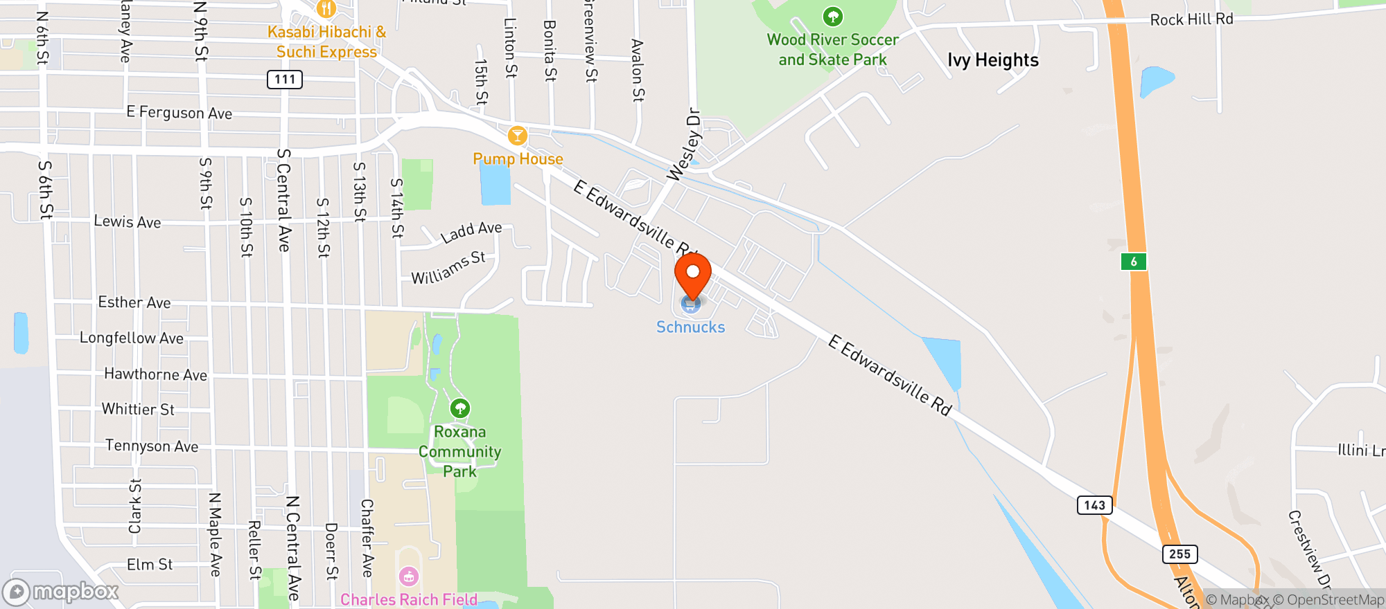Map showing Schnucks #224 - Wood River