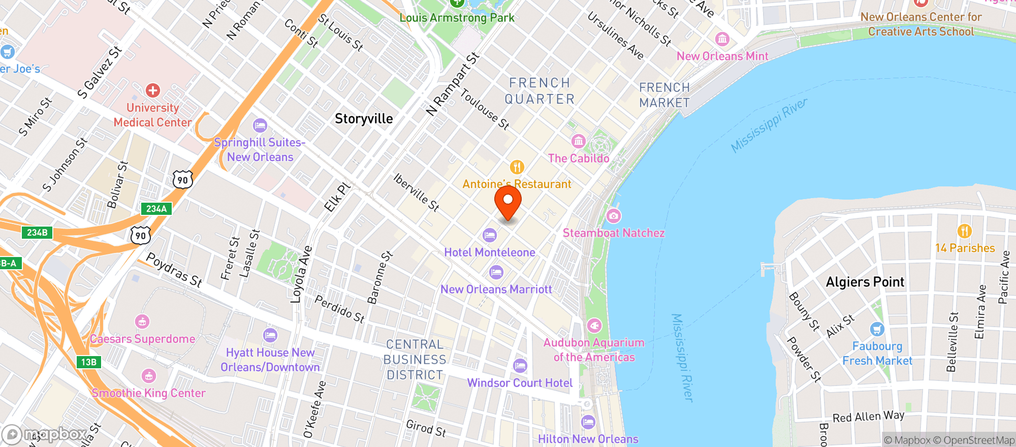 Map showing Pelican Club