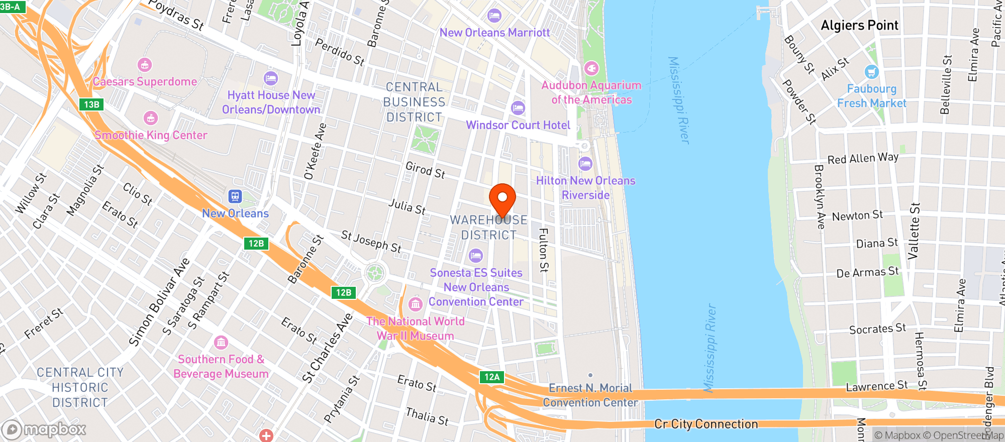 Map showing Nesbits Julia Street Market