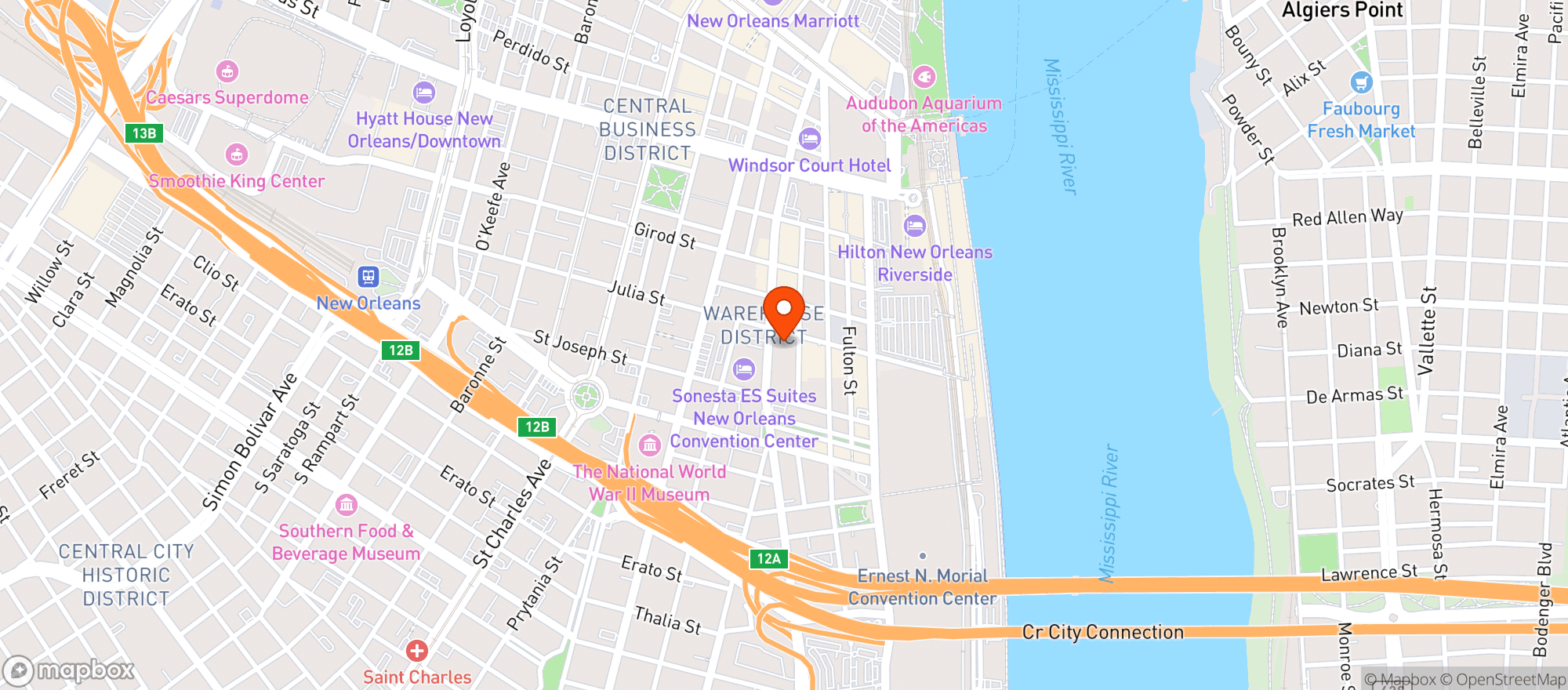 Map showing Emeril's
