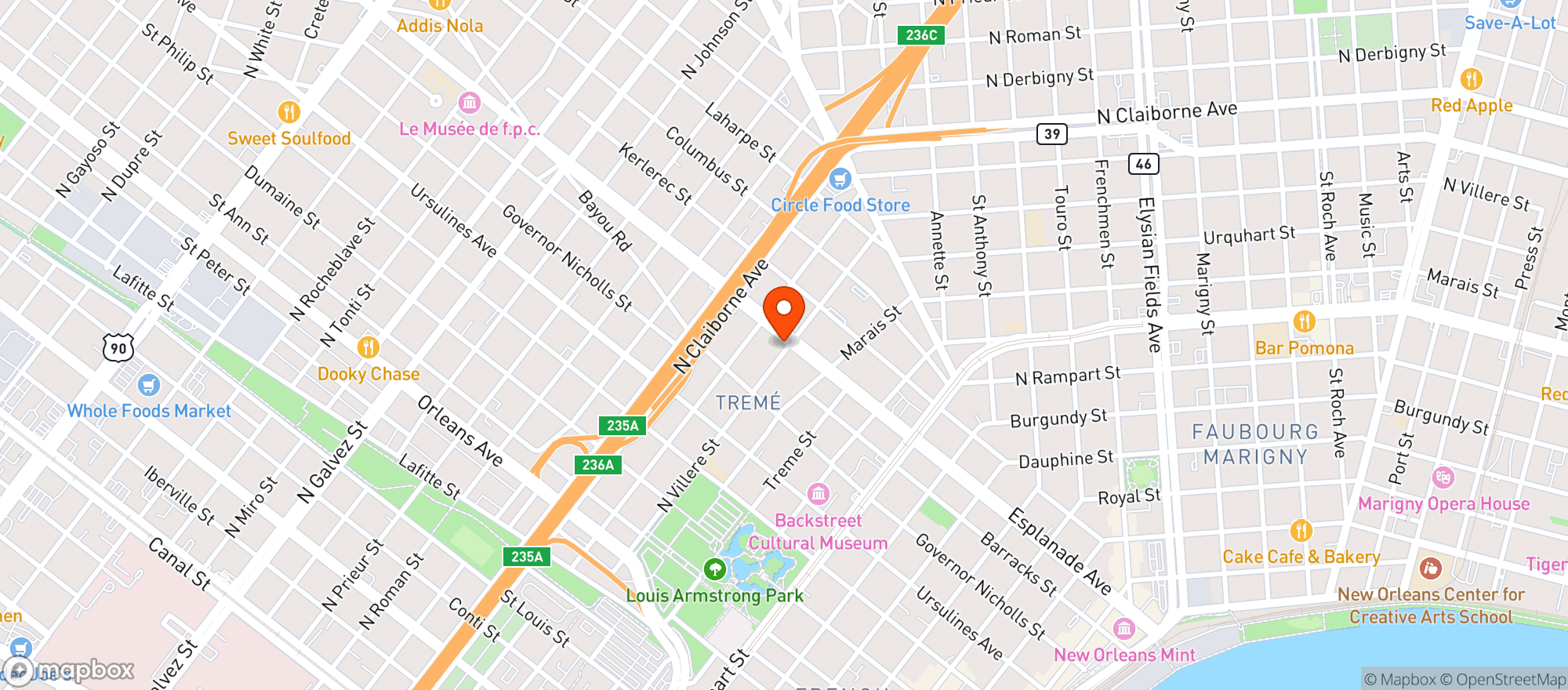 Map showing Treme One Stop
