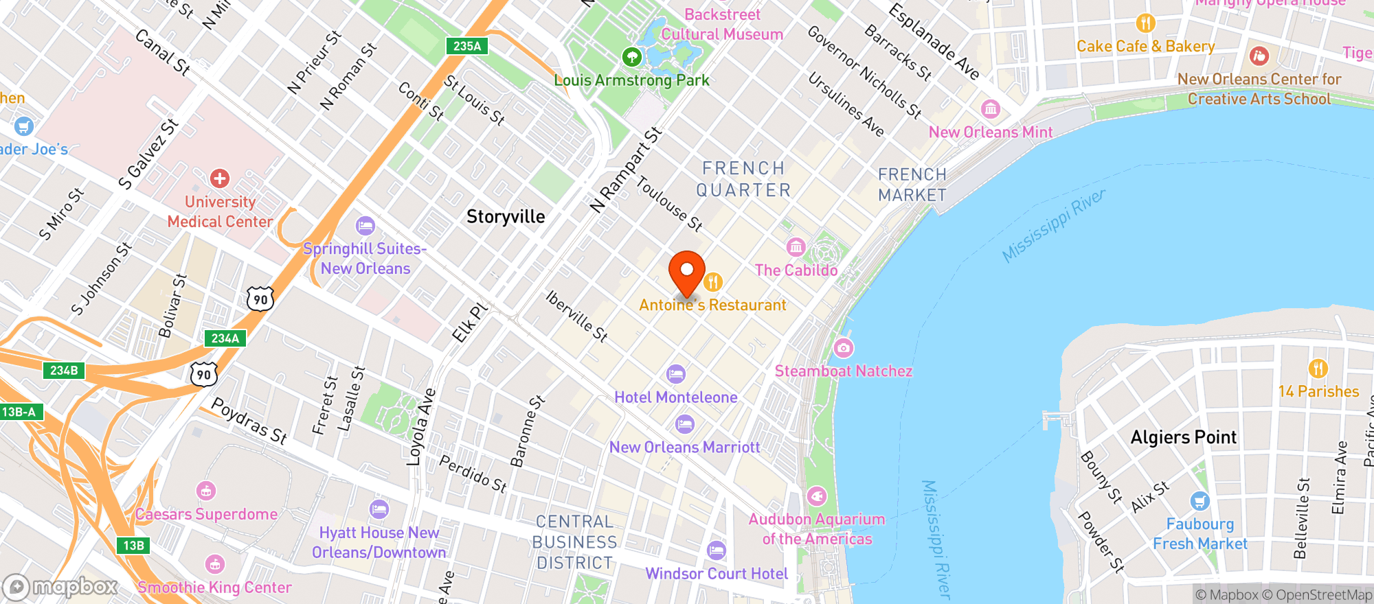 Map showing Copper Monkey Bar & Grill