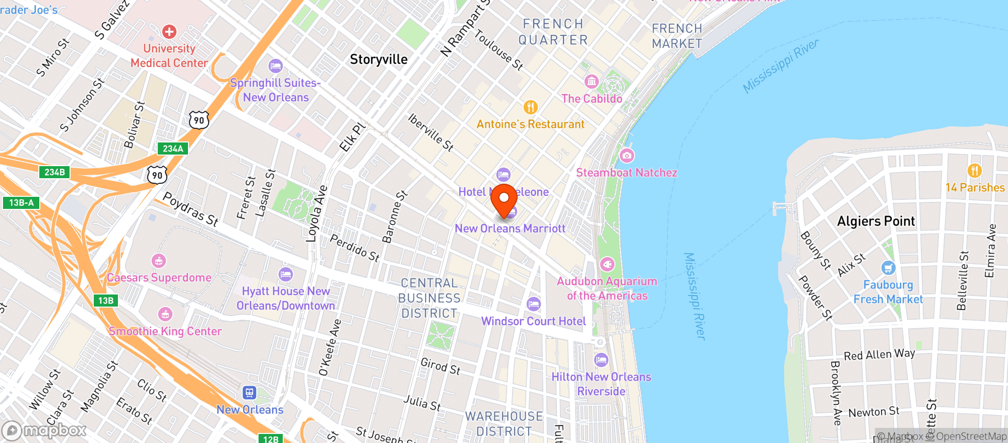 Map showing Marriott Hotels & Resor #msyla