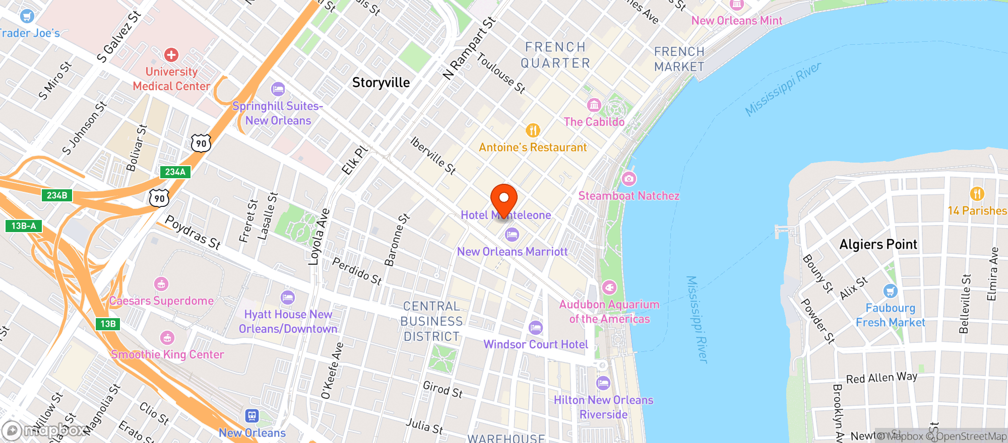 Map showing Mahogany Jazz Hall