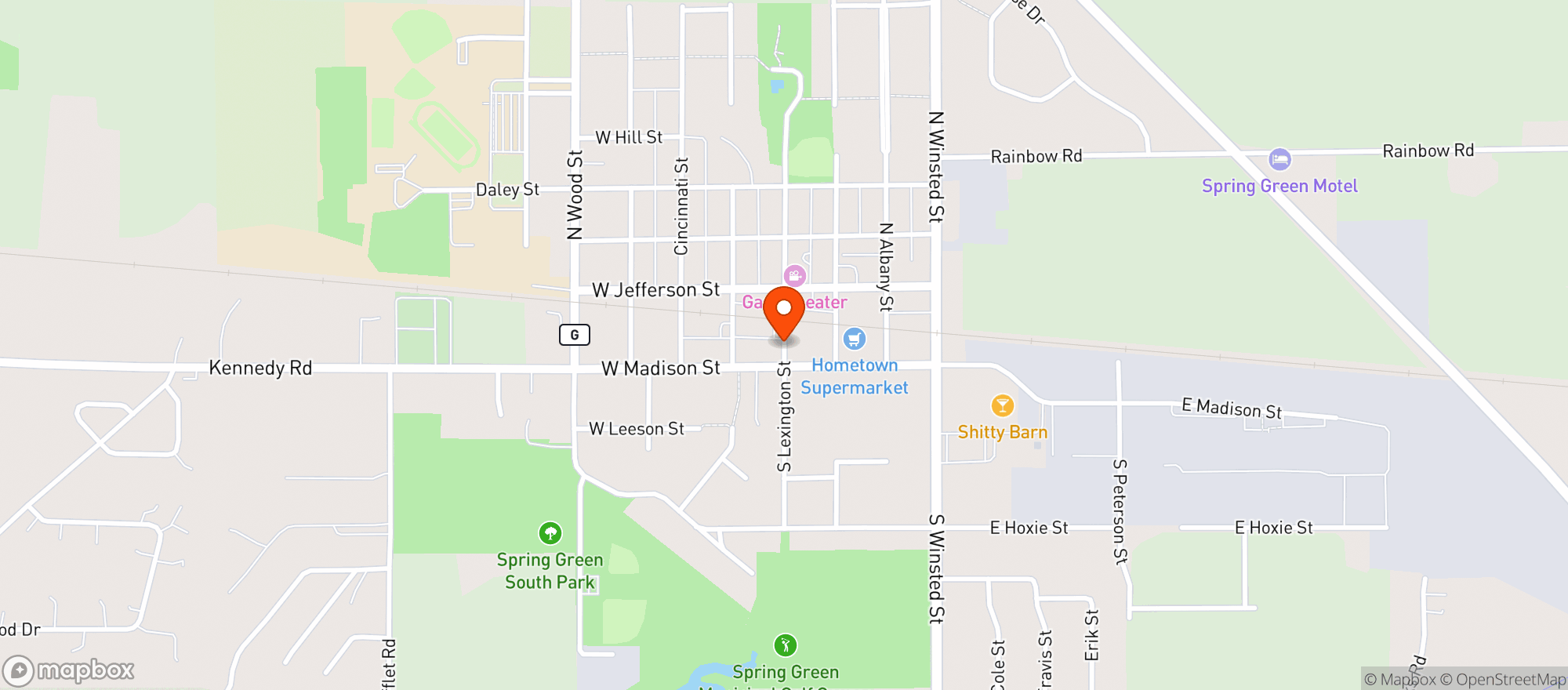 Map showing The Shed