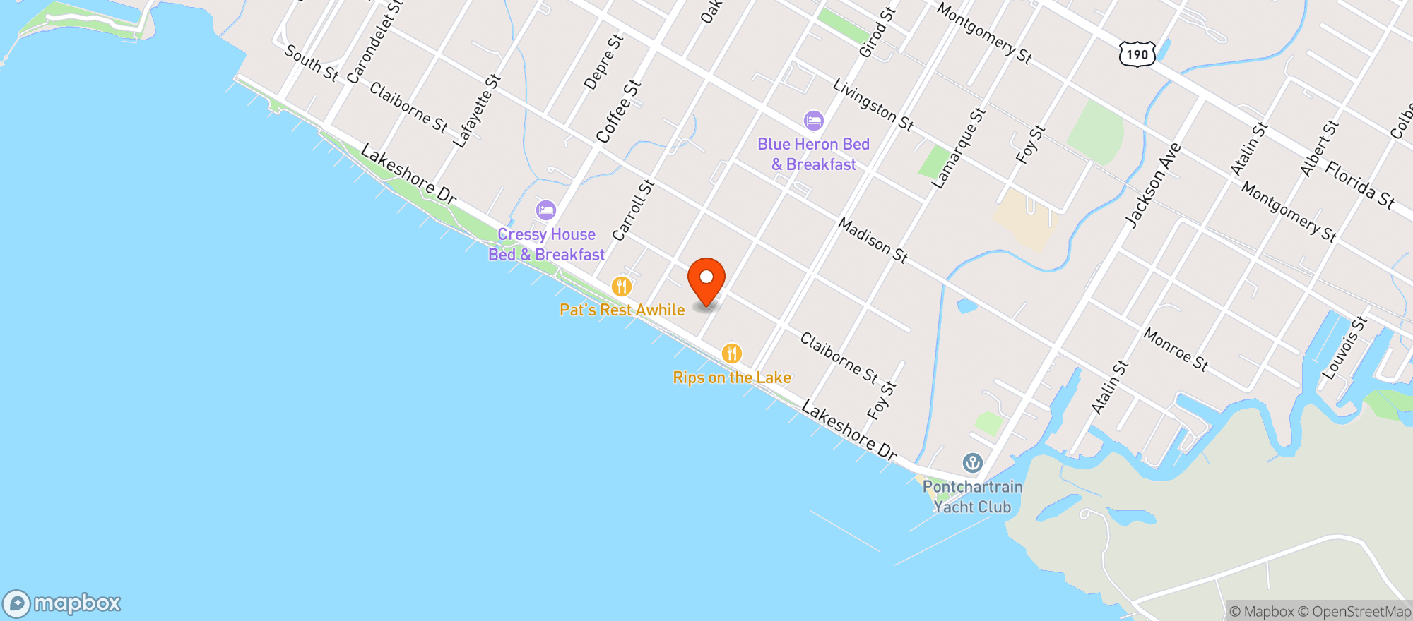 Map showing Kellys Coastal Cabana