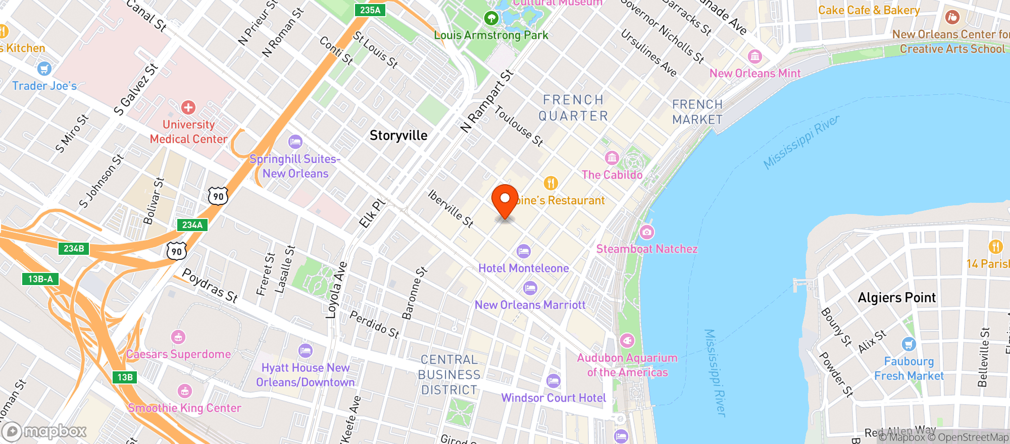 Map showing Old Absinthe House