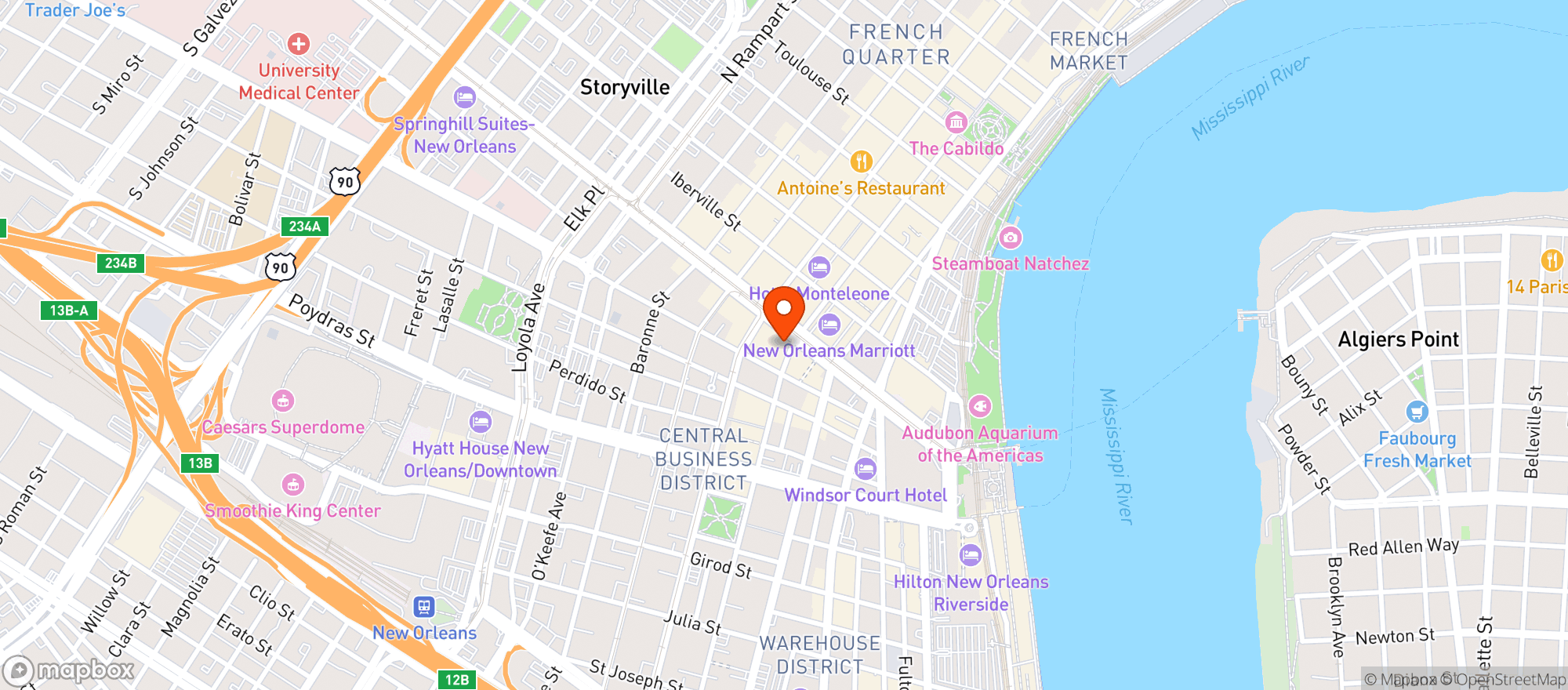 Map showing Deep South Trading Company