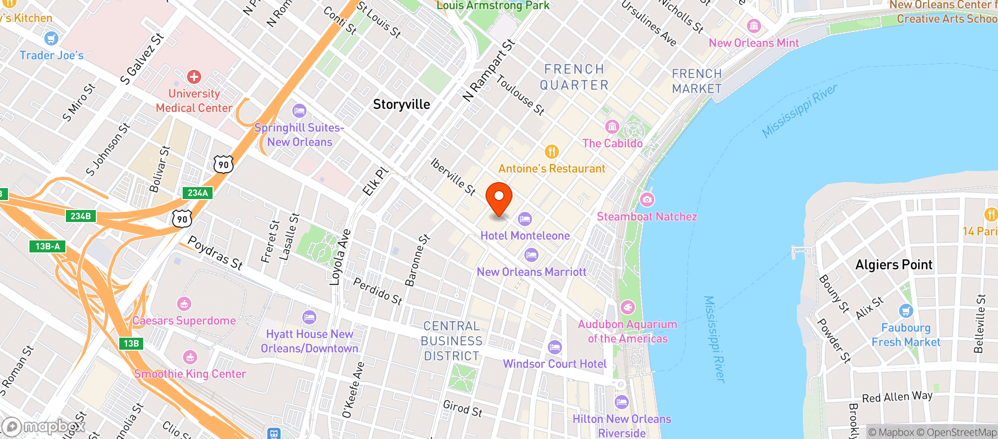 Map showing Dickie Brennans Steakhous