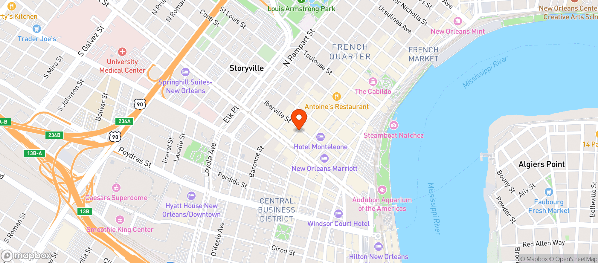Map showing Bourbon House