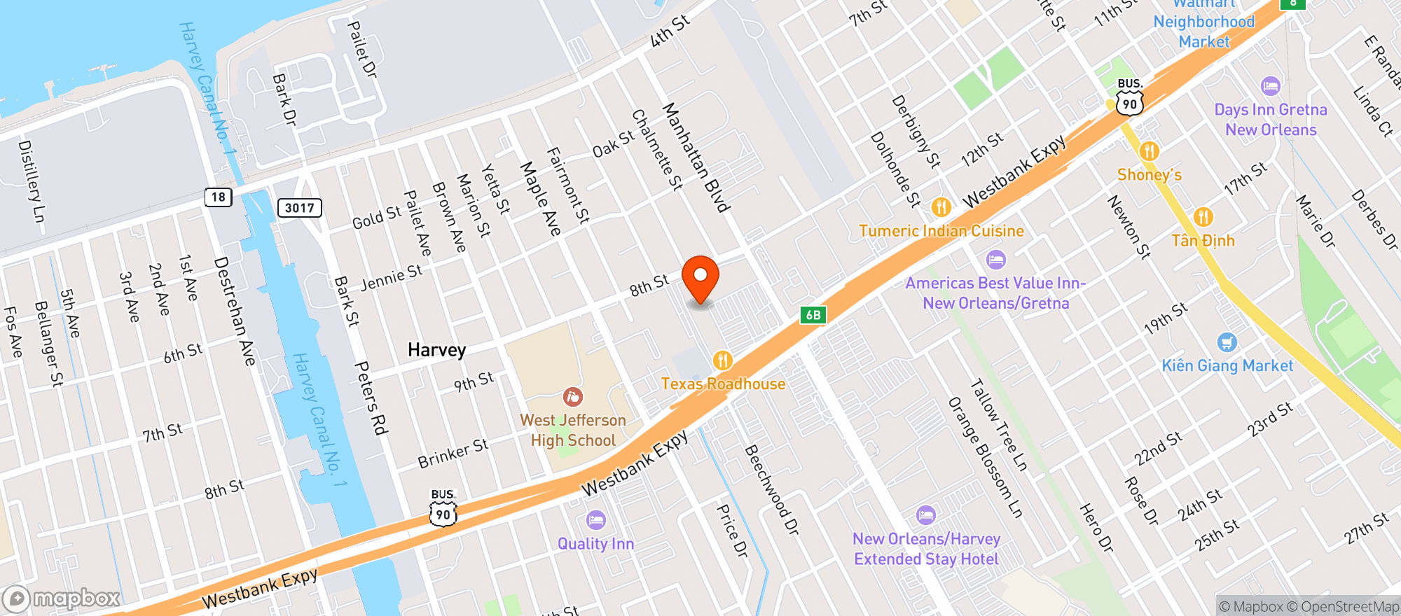 Map showing World Market Harvey