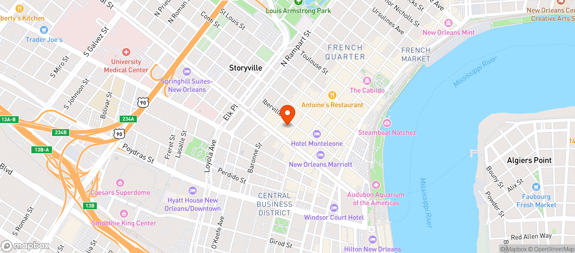 Map showing Red Fish Grill