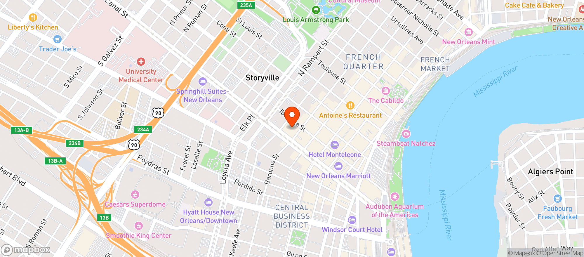 Map showing Ritz Carlton
