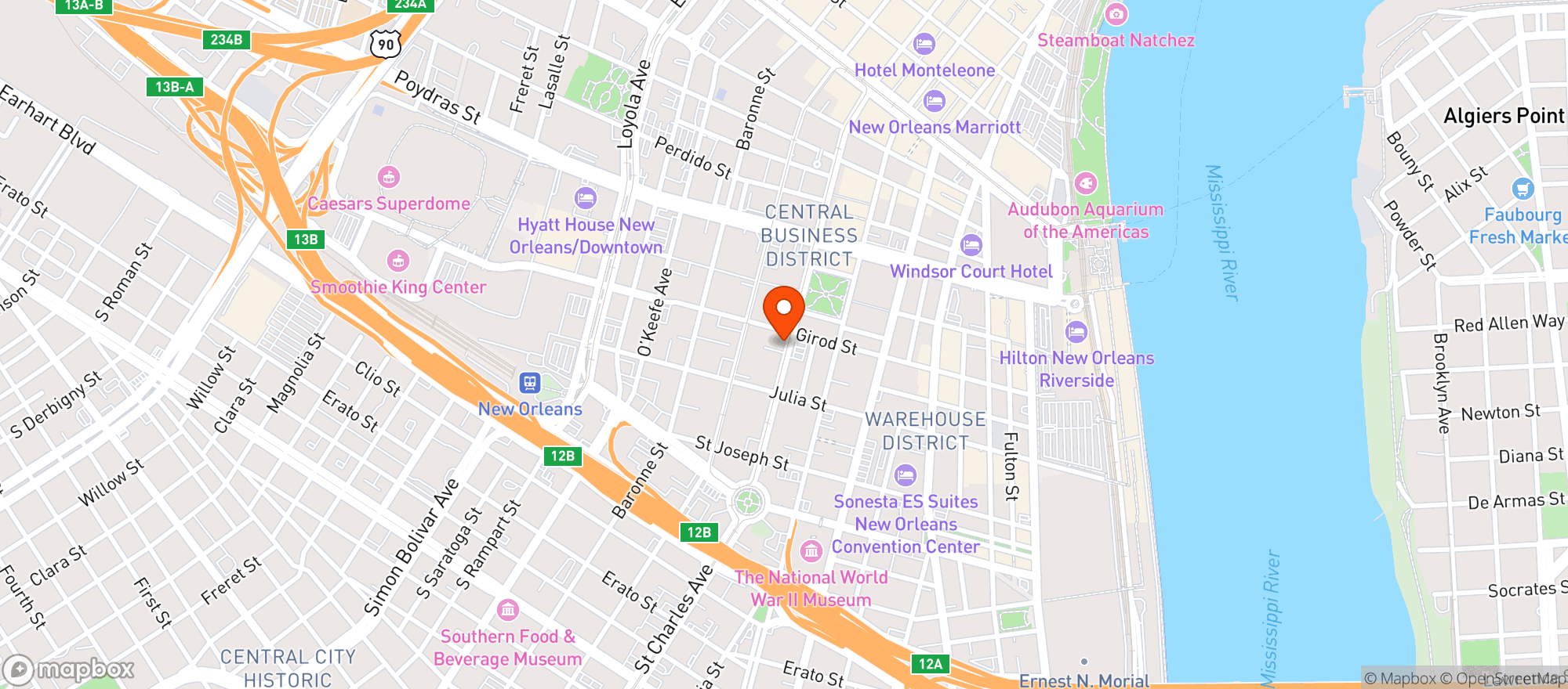 Map showing Le Chat Noir