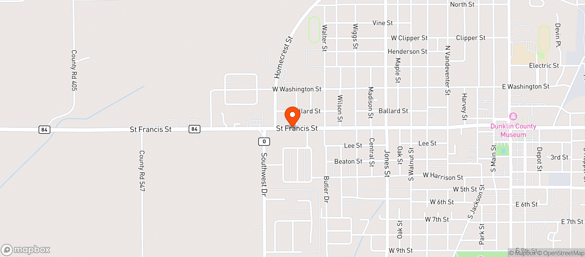 Map showing West End Package Store