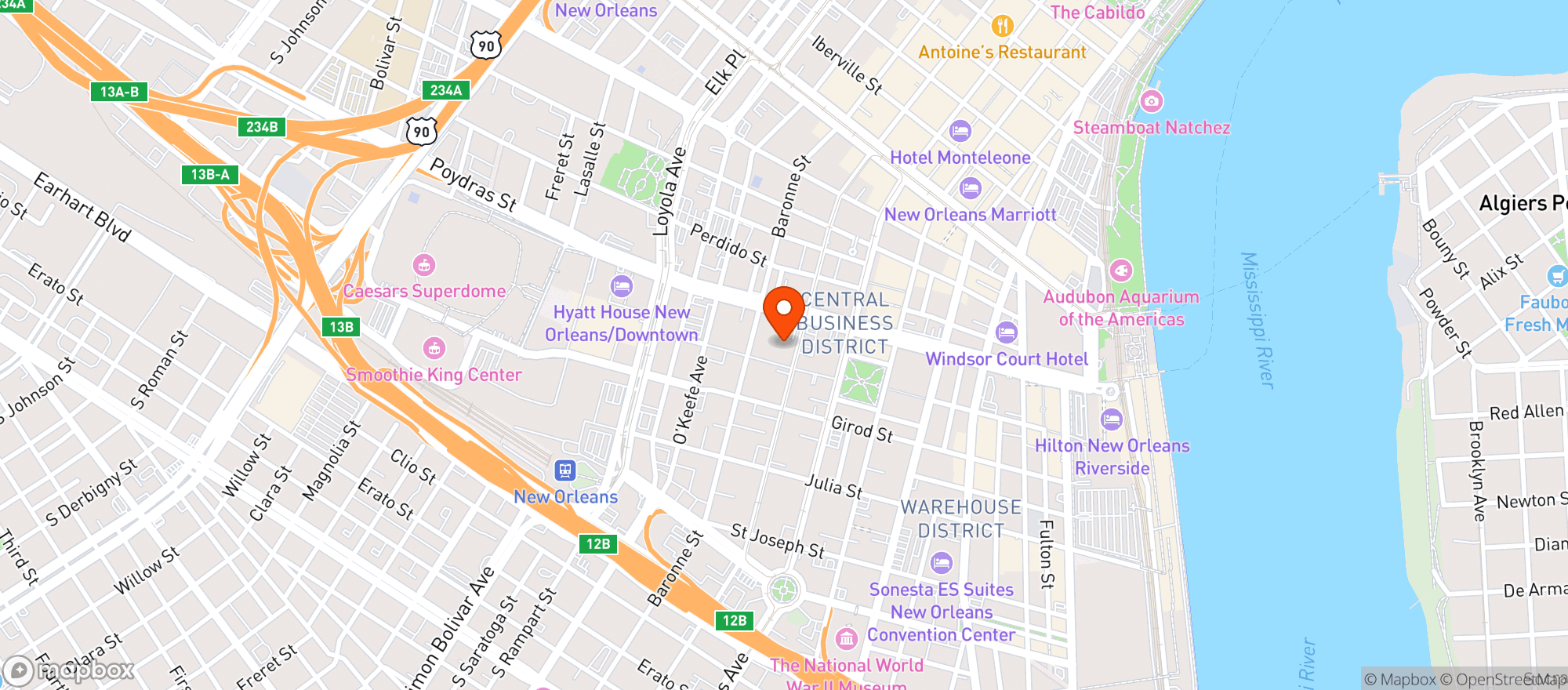 Map showing Drury Inn