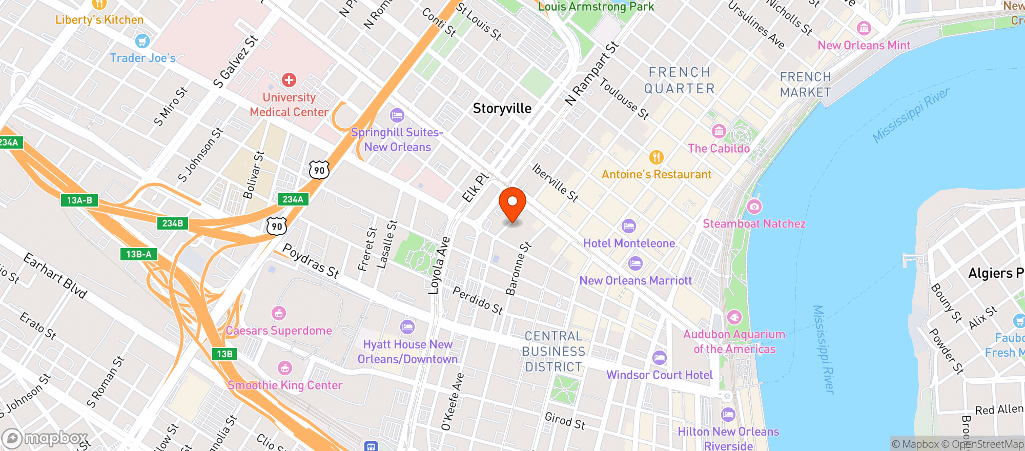 Map showing Sazerac Bar