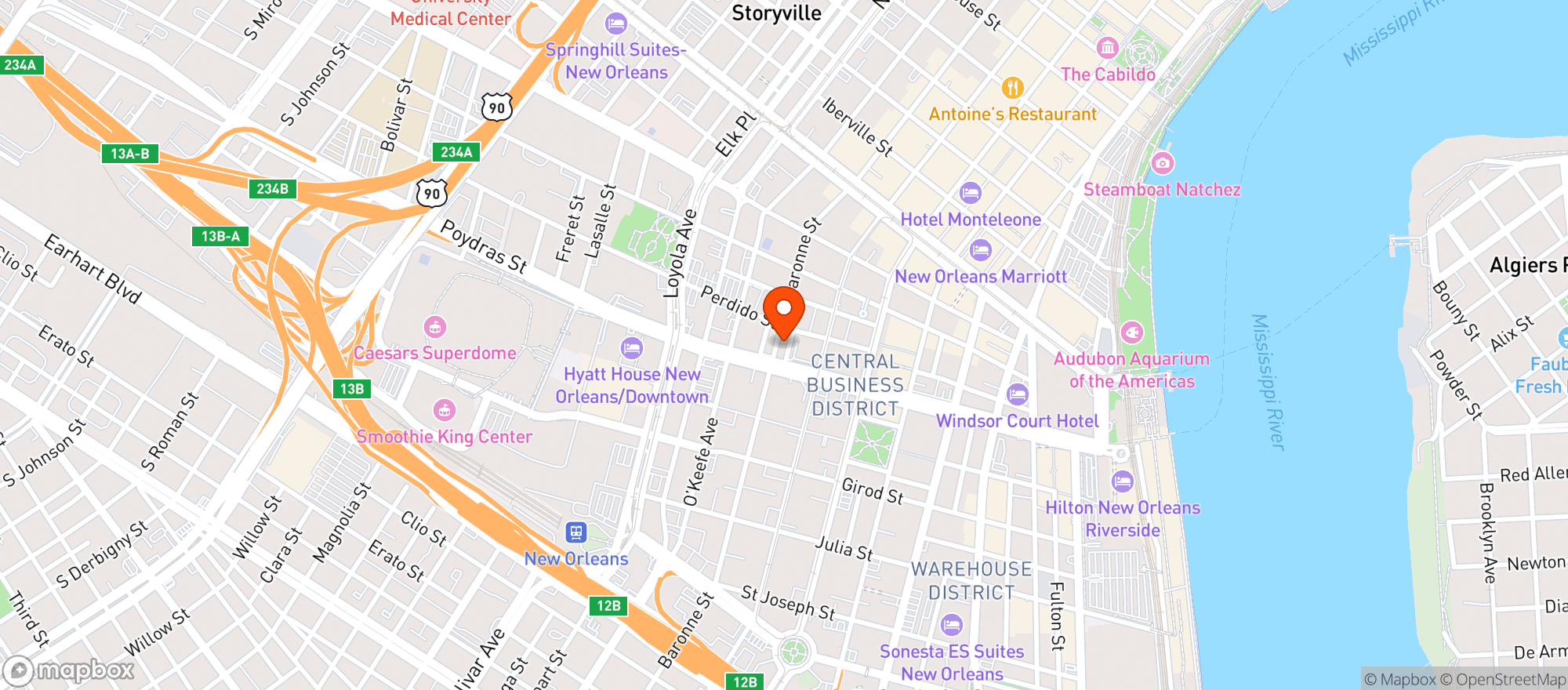 Map showing Le Pavillon Hotel