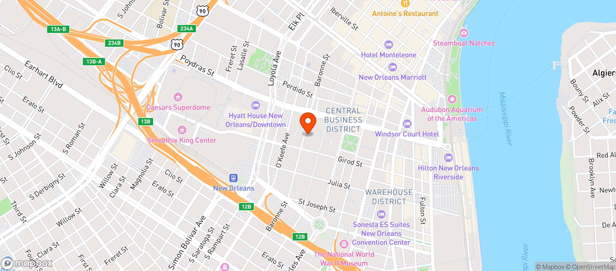 Map showing Forbidden Pizza