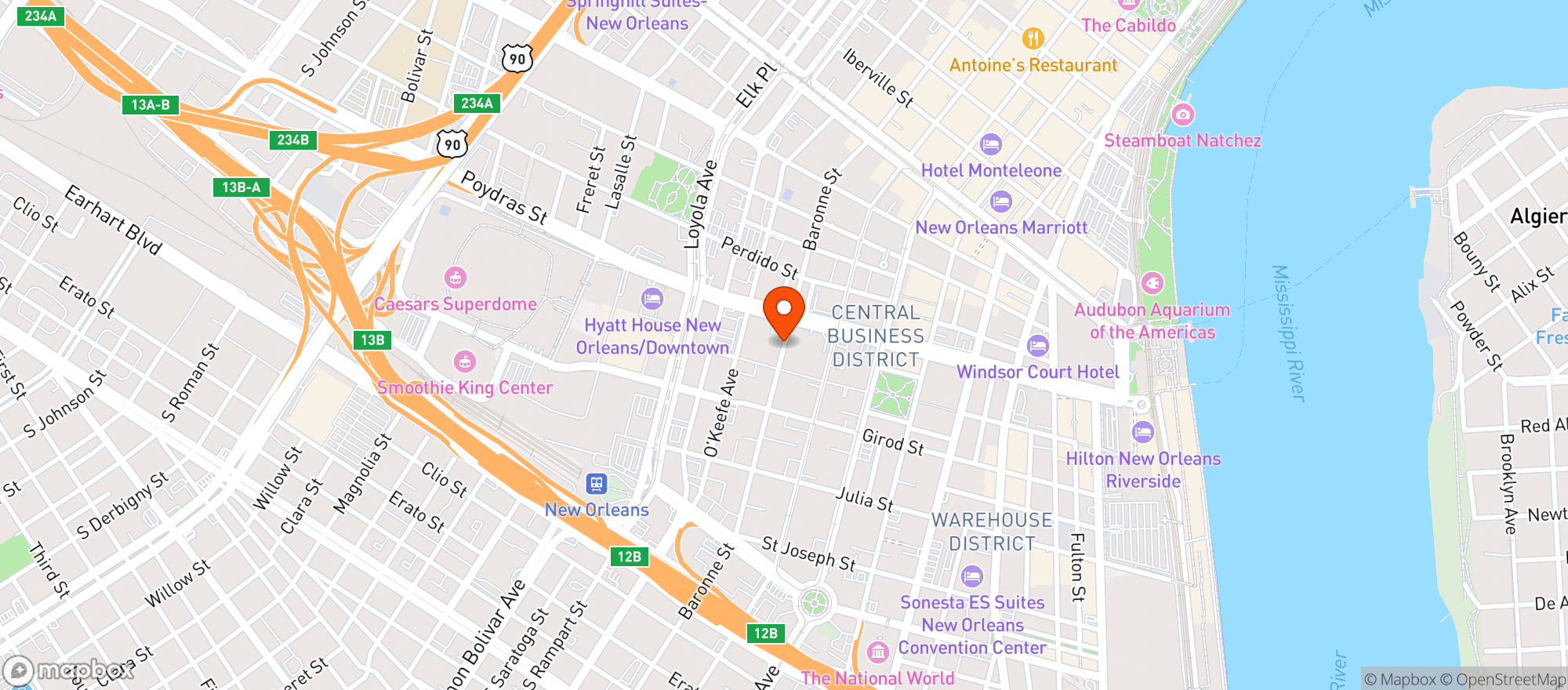 Map showing Juans Flying Burrito