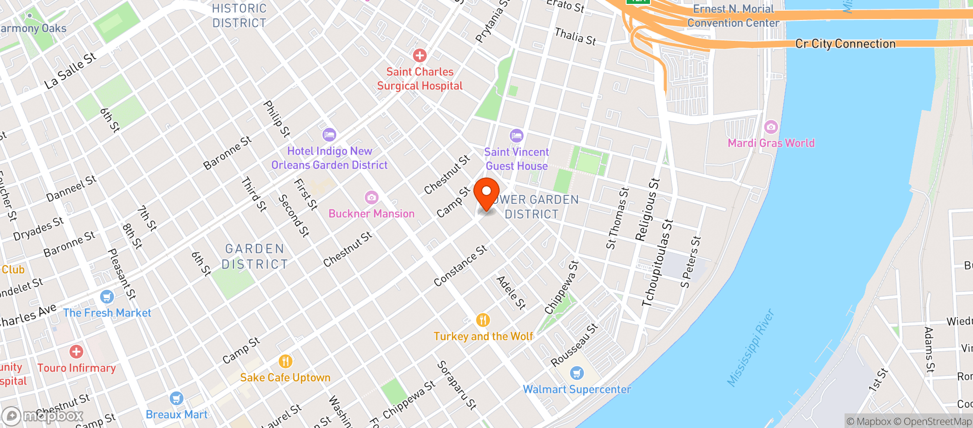 Map showing Garden District Pub